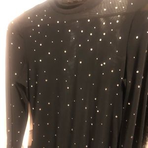 Fashion Nova Sheer Bell sleeve top with studs